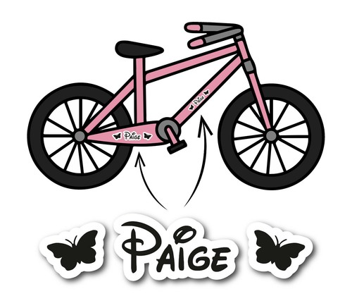 Girls personalised name - name, bike