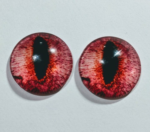 20mm red pink glass eyes - 20mm, 1