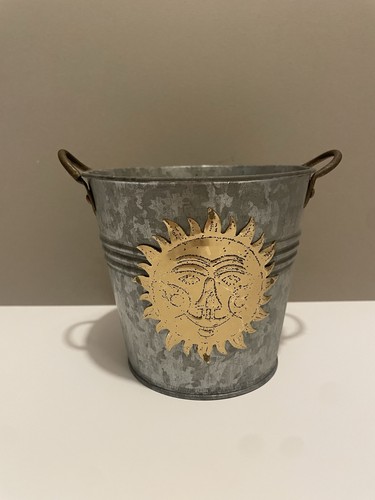 Celestial sun moon bucket - sun, zinc