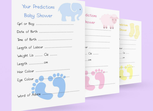 Baby shower prediction cards - baby,
