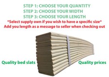 CHEAPEST BED SLATS SPRUNG UPTO 970MM CUT TO SIZE **FREE SLAT CAPS** 50 OR 60mm 