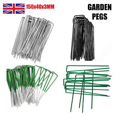 METAL GROUND GARDEN PINS WEED BARRIER MEMBRANE PEGS HOOKS FABRIC STAPLES U PIN