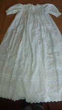 Antique Cotton Christening Gown 92cm Long Cream Very Soft Cotton