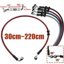 30-220cm 28°-90° Motorcycle Hydraulic Oil Brake Hose Line Cable Pipe 10mm Banjo