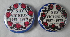 Sex Pistols Sid Vicious 2 X Vintage Early 1980s Pin Button Badges Punk New Wave