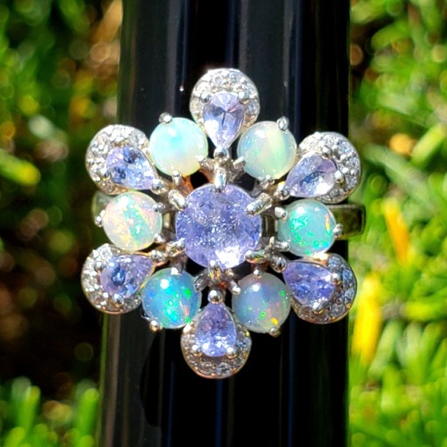 Tanzanite fire opal - opal, sterling