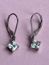 Sterling Silver Cubic Zirconia DQCZ Square Drop Leverback Earrings QVC