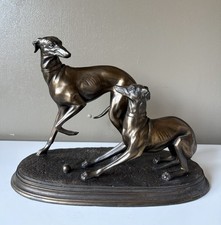 Tupton Greyhound Dog Sculpture – Bronze Effect Whippet Pair Ornament 1.56kg