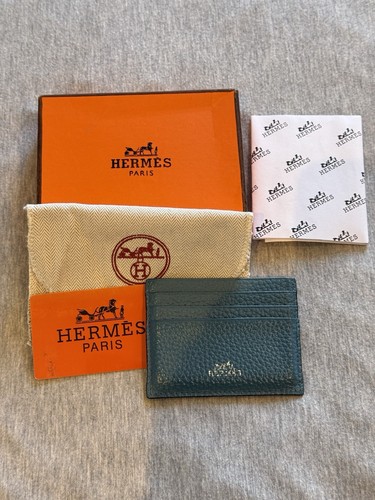 Hermès calvi card holder - card, teal
