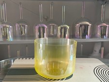 Clear Color Sound Bowl E Solar Plexus Chakra Quartz Crystal Singing Bowl 7"+Bag