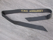 H.M.S Anglesey Royal Navy Naval Cap Band Tally