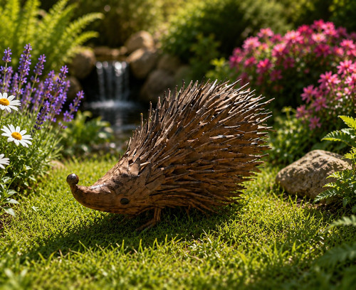 Brown spikey hedgehog garden - hedgehog,