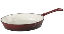 Prochef 25cm Enamelled Cast Iron Skillet Frying Pan  Garnet All Hob Oven