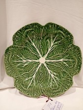 vintage Bordallo Pinheiro large green cabbage leaf plate 31cm 