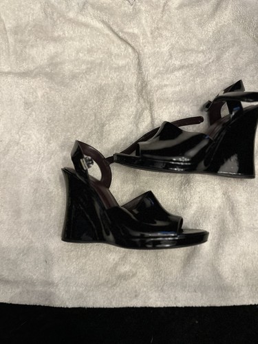 Zara black patent wedge angle - zara,