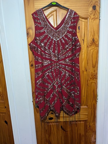 Red beaded dress size 22 - red,