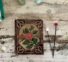 Antique Leather & Silk Emery Pin Cushion - Rare Fine Collectors Item