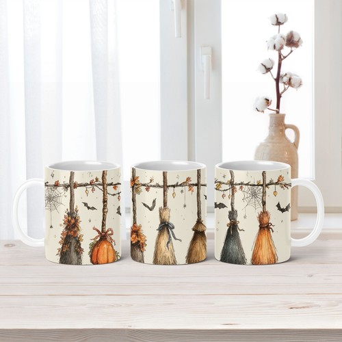 Witches broom halloween mug - broom,