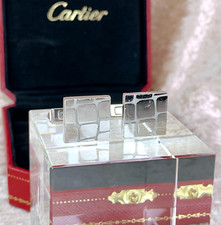 Authentic Cartier Cufflinks 925 Sterling Silver Croco Pattern with Case