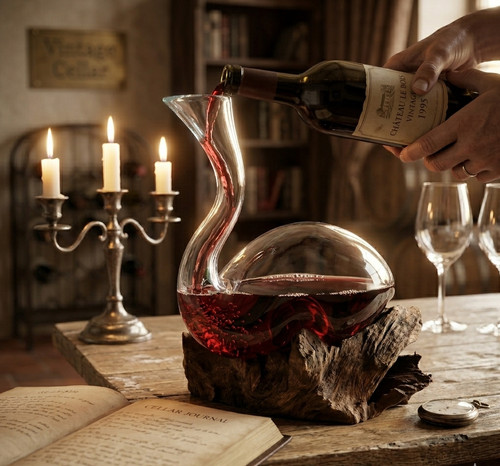 Molten glass duck decanter - glass,