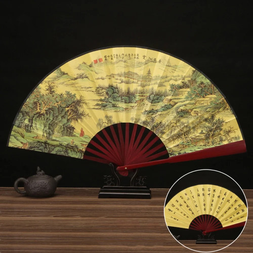 Chinese silk folding fan - silk, large