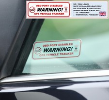 2 x WARNING: OBD PORT DISABLED & GPS VEHICLE TRACKER WINDOW STICKERS CAR THEFT