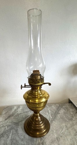 Brass oil lamp clear glass - brass,