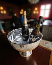 Vintage Champagne Bucket Distressed Aluminium Wine Cooler 40cm Art Deco 5 Bottle