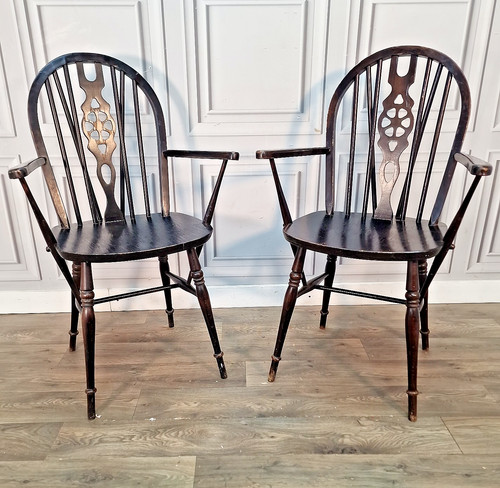 Pair vintage windsor - windsor, armchairs