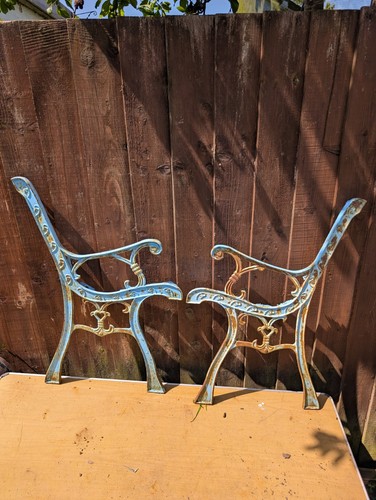 Vintage cast iron bench ends - vintage,