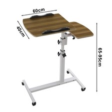 Medical Adjustable Overbed Table w/ Casters Clinics Movable Laptop Table Desk