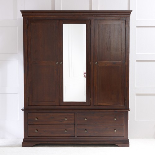 Triple wardrobe with mirror - wardrobe,
