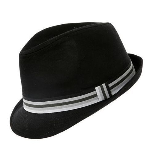 Black cotton trilby hat - black,