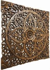 Floral Wood Carved Wall Art Panel. Decorative Bali Asian Home Decor Headboard...