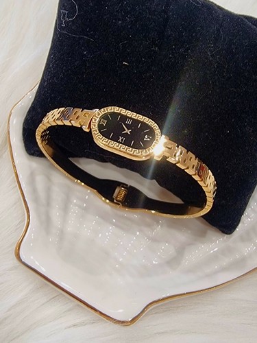 Gold watch face bangle - watch,