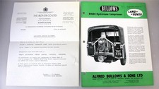LAND ROVER BULLOWS R4504 Hydrovane Compressor Car Accessory Sales Sheet