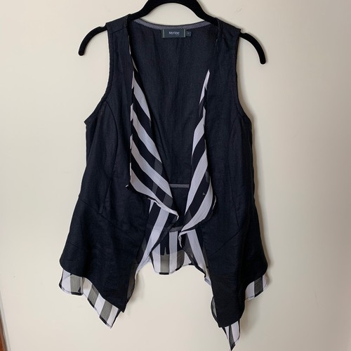 Myrine pure black linen vest - myrine,