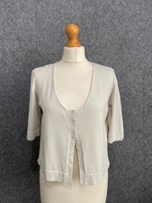 Crea Concept Cardigan Bolero UK 14 Off White Grey Neutral Jersey Crop Lagenlook