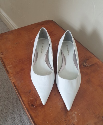 Vintage white kitten heels - kitten,
