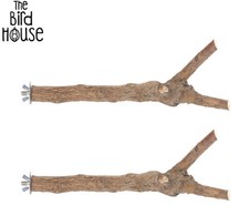 2 X NATURAL WOODEN BRANCH BIRD
