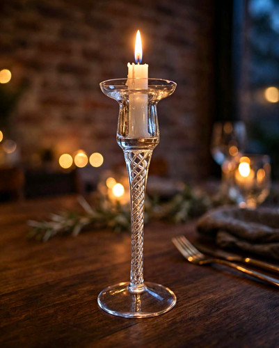 Clear glass tall braided - braided, stem