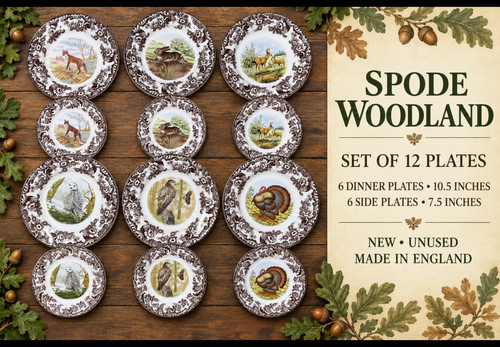Spode woodland plates 6 - spode,