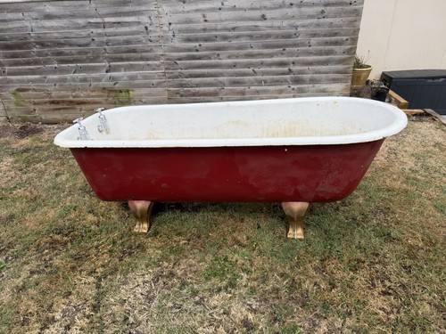 Cast iron roll top bath - cast, with