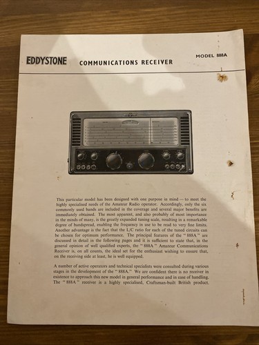 Eddystone radio 888a leaflet - 888a,