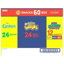 Walkers Snack Crisps Variety Chips Wotsits Quavers Monster Munch Box Pack of 60