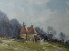 Kent Oast House, William Wyatt Vintage Watercolour Landscape Original.