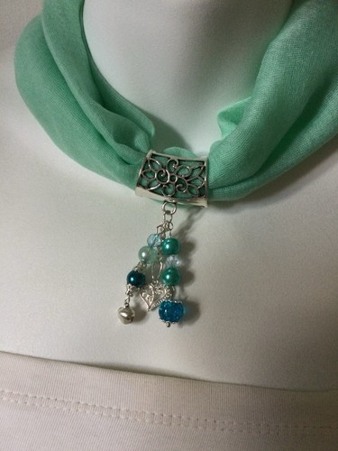 Silver metal and blue bead - metal,