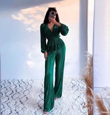 Zara Green Finely Pleated Wide