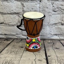 15cm Painted Wooden Djembe Bongo Painted African Influenced Drum High Handmade