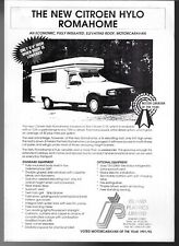 Citroen C15 Hylo Romahome Caravan 1992-1993 UK Market Single Sheet Brochure Visa